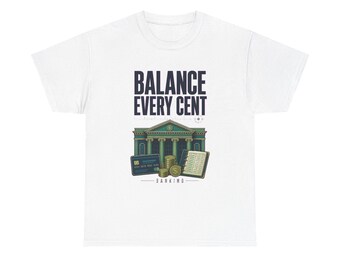 Bankiersshirt, T-shirt met grafische tekst "Balance Every Cent", cadeau voor bankiers, kleurrijk vintage carrière-T-shirt