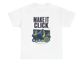 T-shirt voor marketingprofessionals, T-shirt met de tekst "Make It Click", cadeau voor marketingprofessionals, kleurrijk vintage carrière-T-shirt