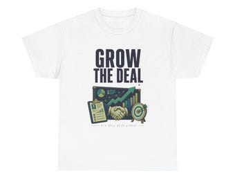T-shirt voor professionals in bedrijfsontwikkeling, T-shirt met grafische tekst "Grow The Deal", cadeau voor professionals in bedrijfsontwikkeling, kleurrijk vintage carrière-T-shirt
