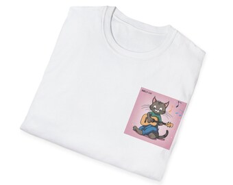 Guitar Playing Cat T-Shirt, Funny Music Lover Graphic Tee