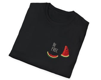 Be Free vattenmelonskiva T-shirt | illustration av sommarfrukt