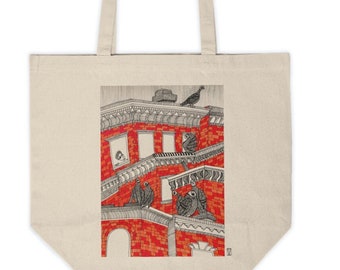BROOKLYN TOTE | Indian Gond Art Canvas Tote Bag