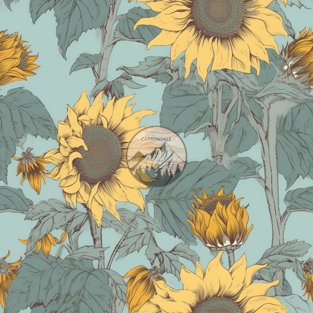 16 Seamless Sunflower Patterns Sunflower Digital Paper for Digital ...