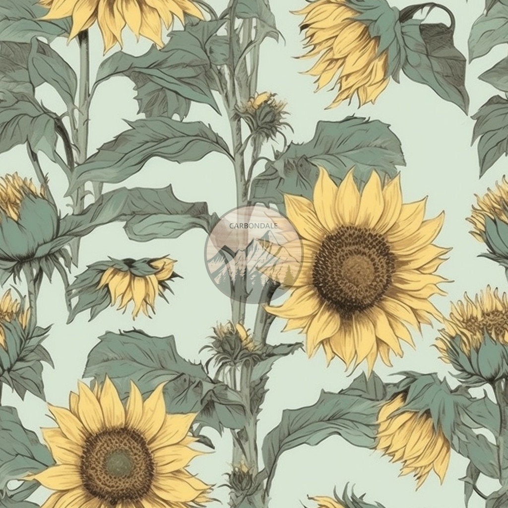 16 Seamless Sunflower Patterns - Sunflower Digital Paper for Digital ...