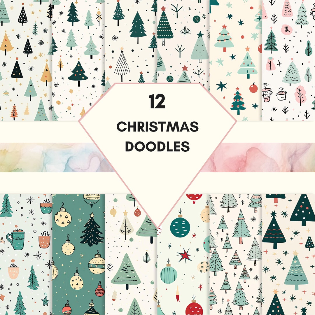 Christmas Doodles Seamless Pattern Digital Paper Seamless - Etsy