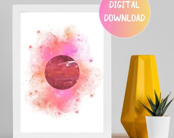 Galaxy Printable Wall Art Digital, Abstract Space Print, Digital watercolor wall art print, Galaxy Wall Art, Digital Download