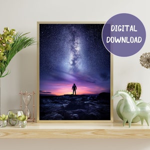 Galaxy afdrukbare muurkunst digitaal, abstracte ruimte print, digitale aquarel muurkunst print, Galaxy Wall Art, universum, ruimte
