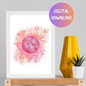 Galaxy Printable Wall Art Digital, Abstract Space Print, Digital watercolor wall art print, Galaxy Wall Art, Digital Download