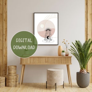 Boho Printable Wall Art, Woman Art Print, Woman Line Art Boho Poster, Digital Download, Printable Wall Art