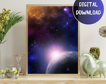 Galaxy Printable Wall Art Digital, Abstract Space Print, Digital watercolor wall art print, Galaxy Wall Art, universe, space
