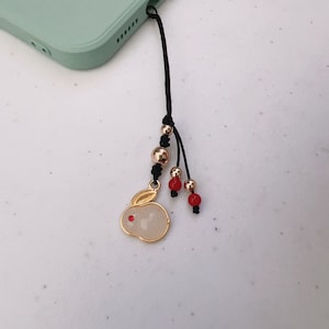 Jade Rabbit phone charm, Cute Bunny charm, Rabbit Phone Charm, Rabbit Charm, Rabbit Bag Charm, Good Luck Charm