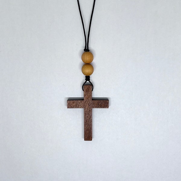 Wooden Cross Car Mirror Hanger, Wooden Cross Car Charm, simple, unique and Lightweight, Great Gift Idea