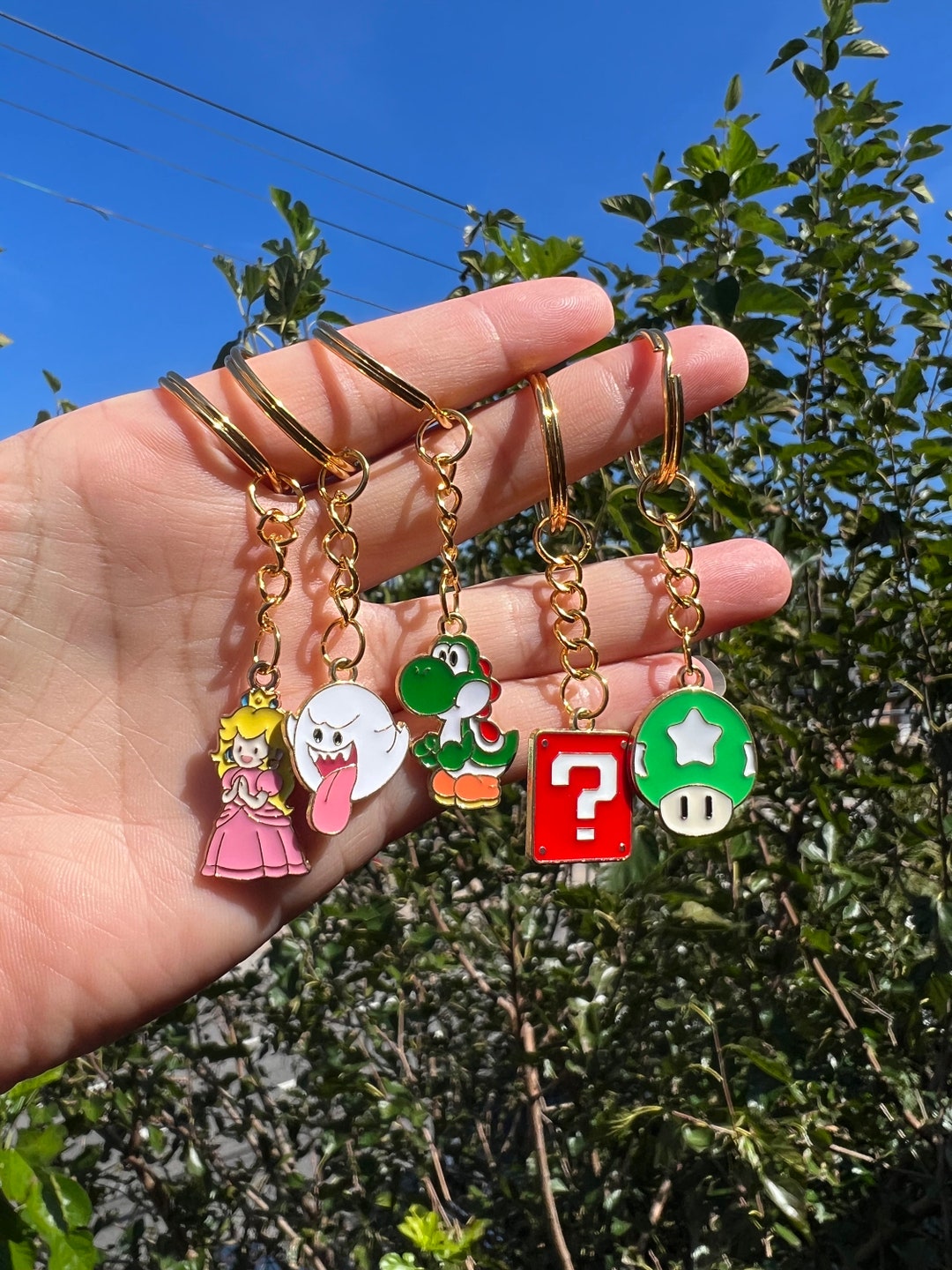 Super Mario Keychains, Boo Keychain, Princess Peach Charm, Toad Charm ...