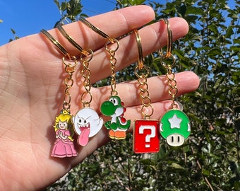 Super Mario Keychains, Boo Keychain, Toad Keychain, Question Mark Keychain, Princess Peach Keychain, Yoshi Keychain, Personalized Keychain