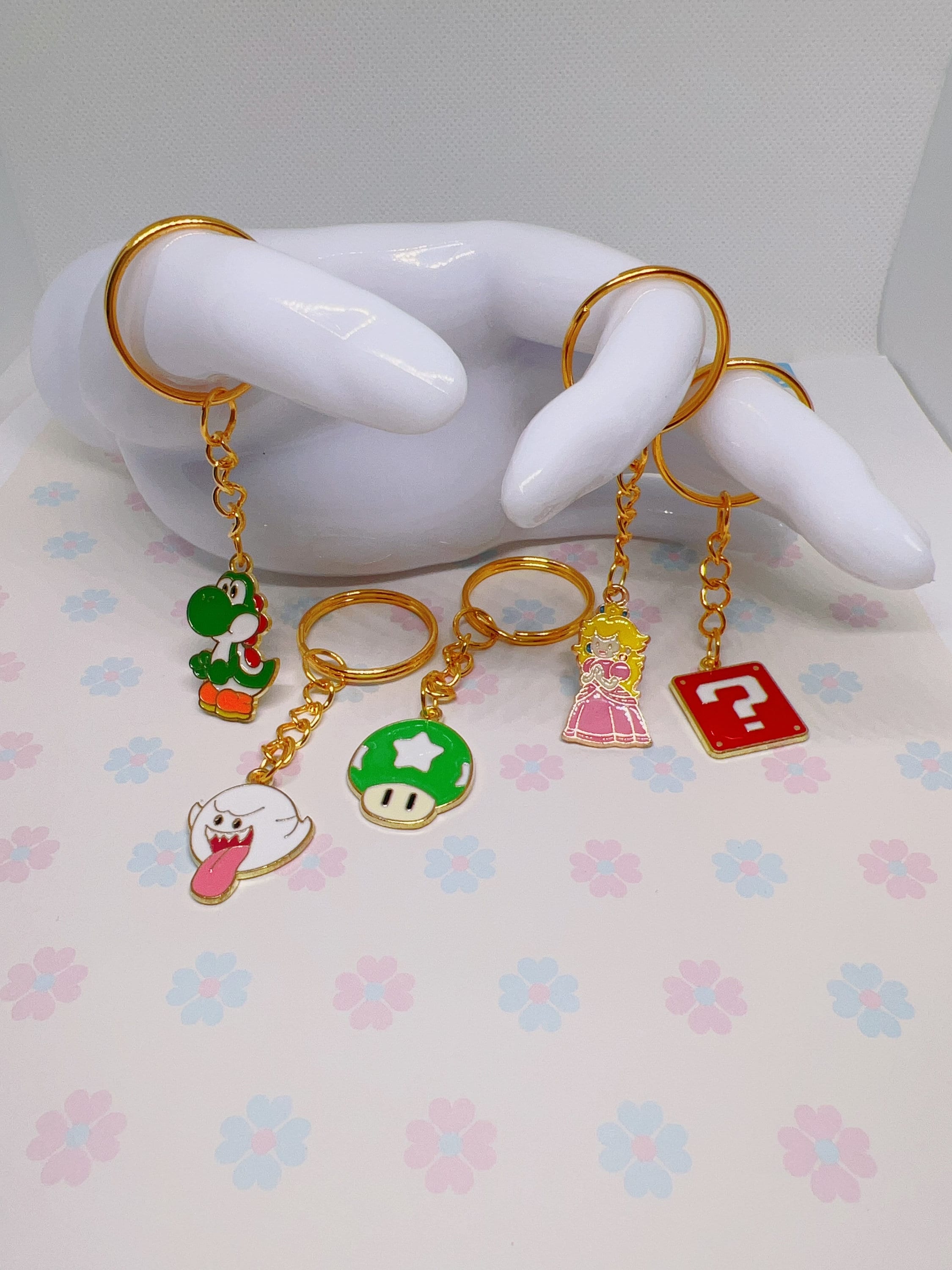 Super Mario Keychains, Boo Keychain, Princess Peach Charm, Toad Charm ...