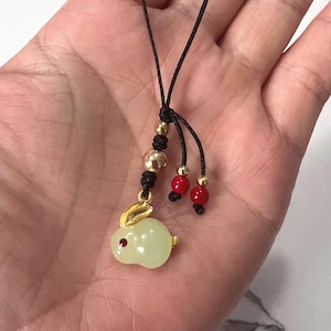 Jade Rabbit phone charm, Cute Bunny charm, Rabbit Phone Charm, Rabbit Charm, Rabbit Bag Charm, Good Luck Charm, Lucky Cat Charm