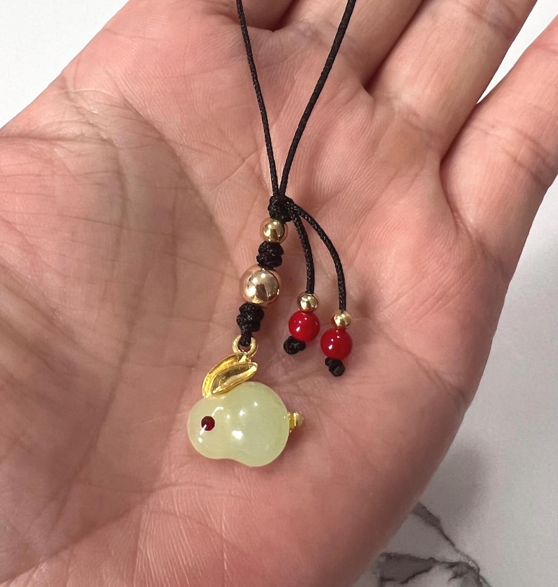 Jade Rabbit phone charm, Cute Bunny charm, Rabbit Phone Charm, Rabbit Charm, Rabbit Bag Charm, Good Luck Charm, Lucky Cat Charm Bild 1