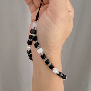 Correa de muñeca iridiscente, correa para billetera, correa para cámara, cordón para teléfono con cristal atrapasol, pulsera personalizada, correa negra, correa blanca