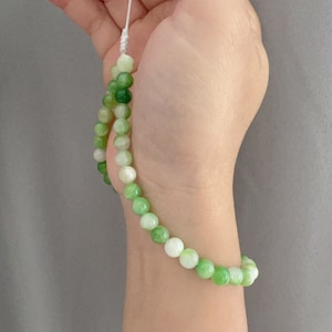 Correa de muñeca con cuentas de jade persa verde, correa de muñeca con cuentas para teléfono, cordón para teléfono, correa para cámara, correa para billetera, correa de muñeca verde