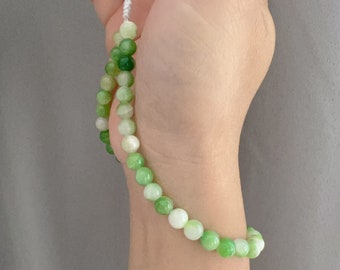Green Persian Jade Beaded Wrist Strap, Beaded Phone Wrist strap, Phone Lanyard, camera strap, wallet strap, Green Wrist Strap