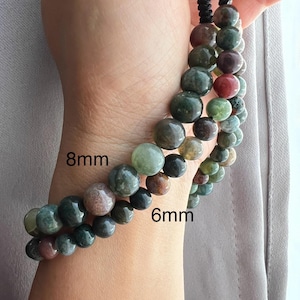 Indian Agate Stone Beaded Wrist Strap, Phone Lanyard, Camera Strap, Purse Strap, Natural Stone Beads 8mm, Gift Ideas