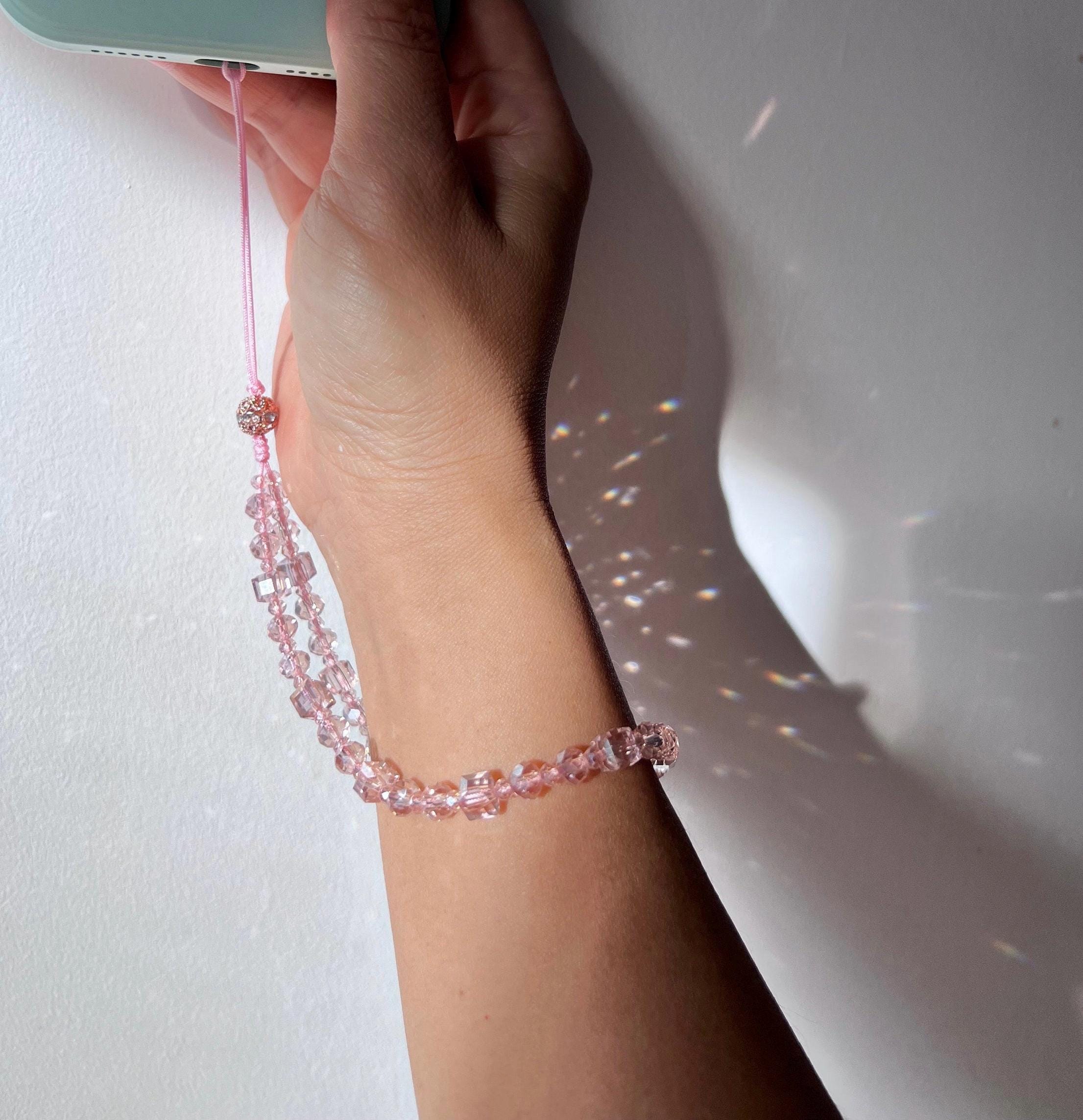 SunCatcher Glass Crystal Phone Wrist Strap, Personalized Wrist Strap, Bling strap, Camera strap, Pink wrist strap, Iridescent wrist strap