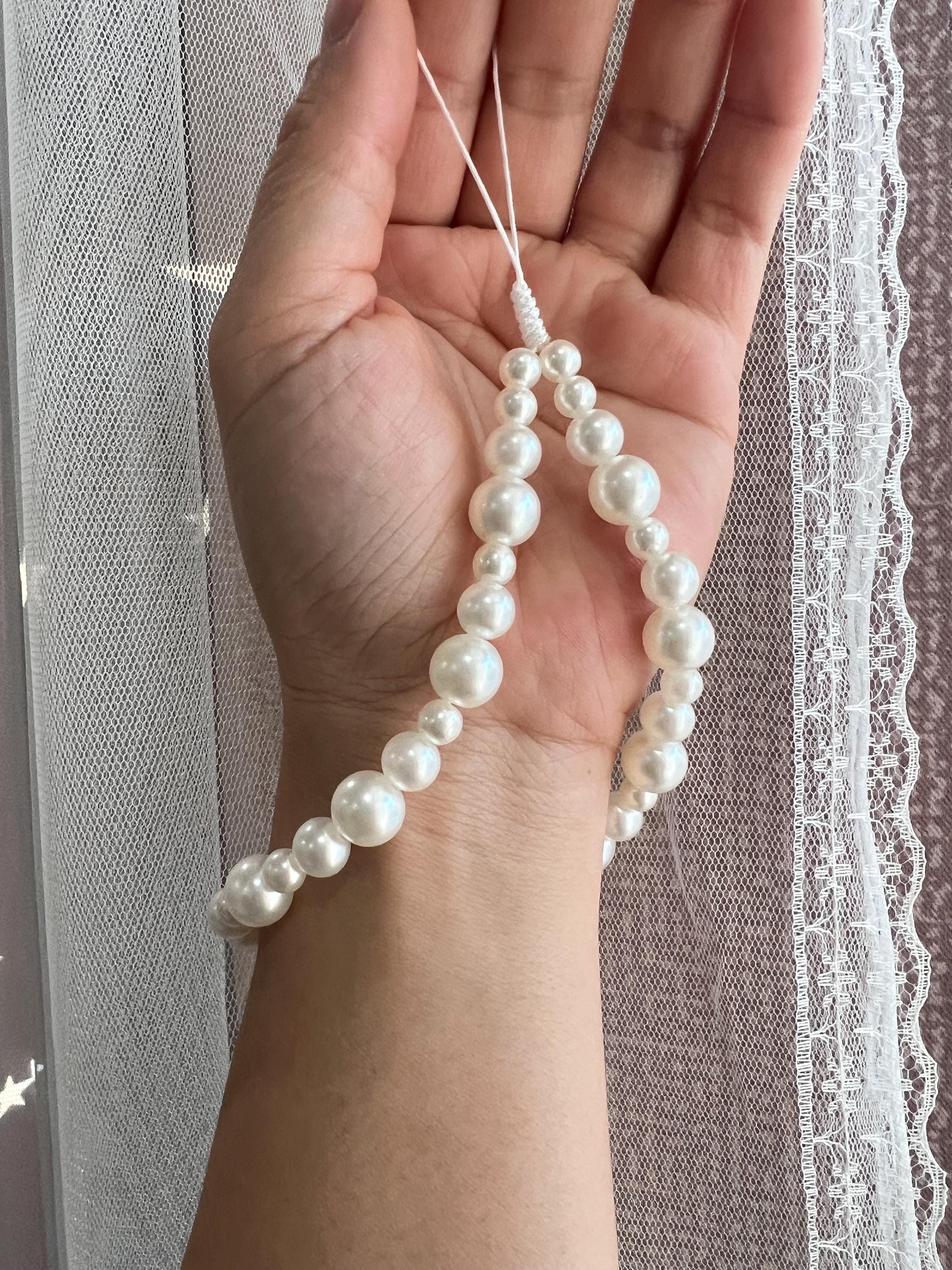 Pearl Beaded Phone Wrist Strap, Personalized wrist strap, Key strap, wallet strap, camera strap, Lightweight Wristlet