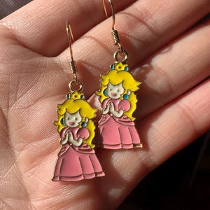 Princess Peach Earring, Super Mario Character Earrings, Hypoallergenic Earrings, Gift Ideas