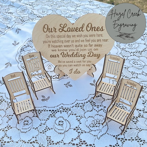 Wedding Day Remembrance Memorial Decoration, Loved Ones Remembrance Keepsake, Personalized Wedding Memorial Rocking Chair Set