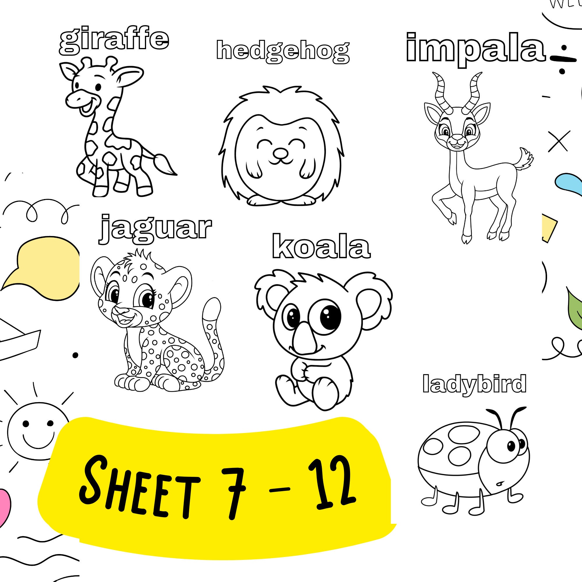 Alphabet Animal Coloring Pages, Printable Coloring Sheets, Coloring