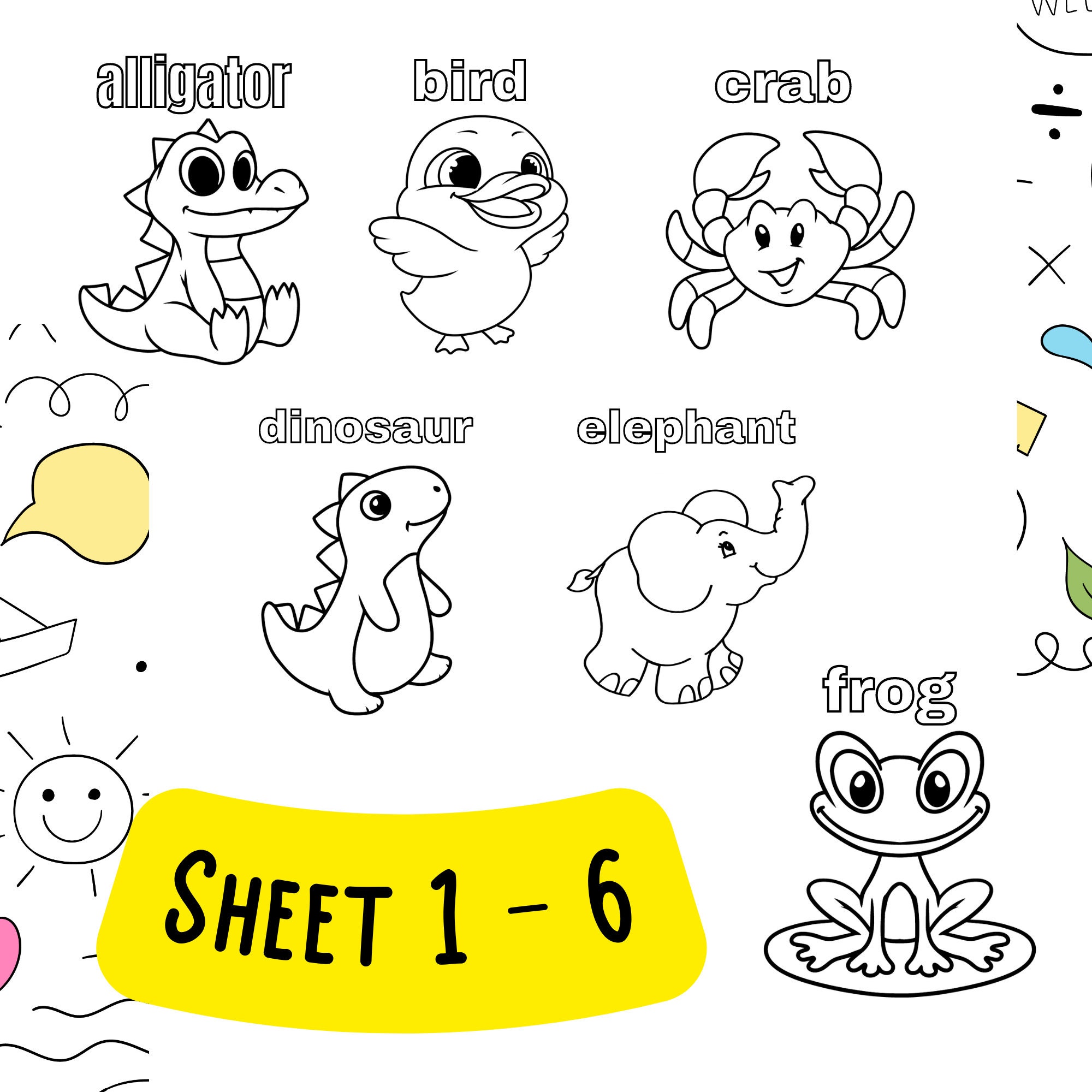 Alphabet Animal Coloring Pages, Printable Coloring Sheets, Coloring