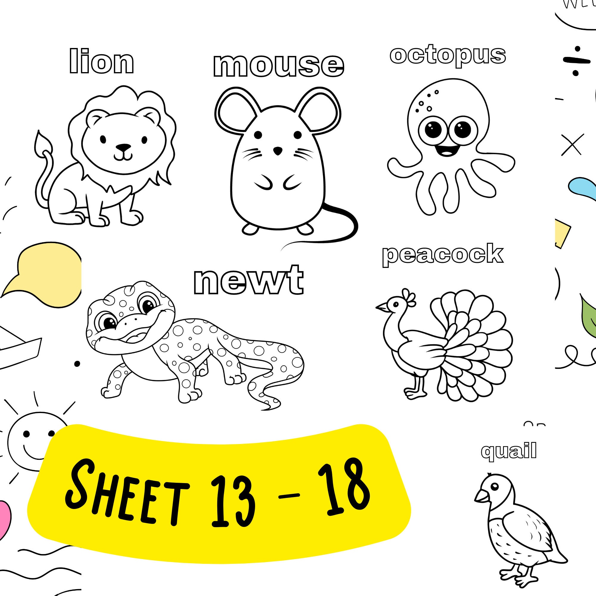 Alphabet Animal Coloring Pages, Printable Coloring Sheets, Coloring