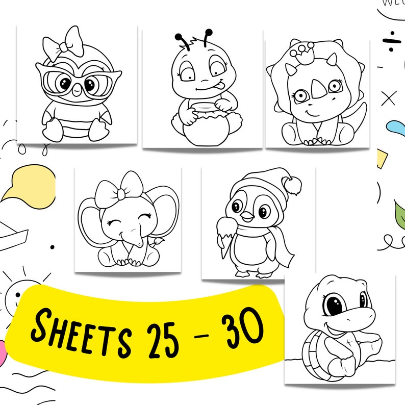 Cute Animal Coloring Pages Printable Coloring Sheets - Etsy