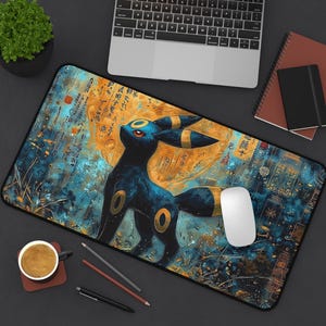 Mystical Umbreon Desk Mat – Anime Gaming Mouse Pad with Lunar Japanese Art Design, Gaming mat