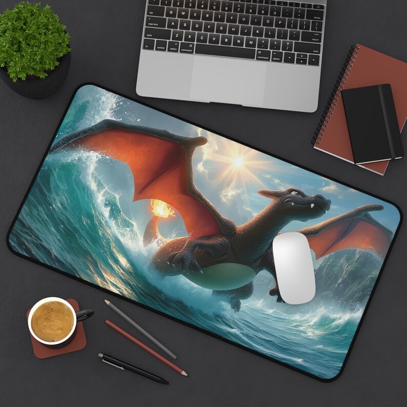 Charizard Desk Mat – Epic Pokémon Mouse Pad With Ocean & Fire Art for ...