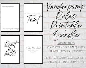 Imprimibles para fiestas de las reglas de Vanderpump. Imprimibles para fiestas Bravo. Frases de Vanderpump. Paquete para fiestas de Vanderpump.