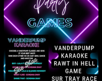 Juegos de fiesta Vanderpump. Paquete de juegos. Fiesta Bravo. Despedida de soltera Vanderpump.