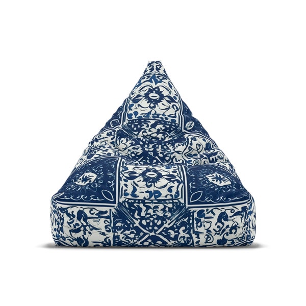 Housse de chaise pouf oriental bleue - Décoration d'intérieur style bohème chic