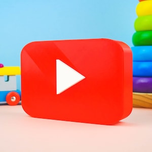 Youtube Logo 3D Gedruckt Gaming Zimmer Dekor Pretend Play Kinder Spielzeug 3D Druck 3D Druck Century Fox Pixar Gamer Geschenk Youtuber Vlogger