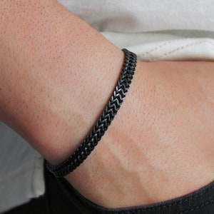 Black Men's Bracelet - Black Chain Bracelet For Men - WATERPROOF - Stainless Steel Bracelet - Men's Jewelry - Gift For Dad, Boyfriend, Him