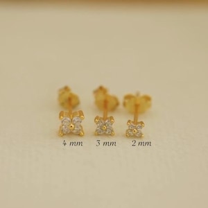 Dainty Flower Stud Earrings - CZ Diamond Flower Studs - Minimalist Earrings - Flower Jewelry - Sterling Silver Floral Studs - Gift For Her