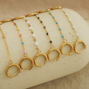 Double Hoop Earrings - Chain Hoop Earrings - Double Piercing Earrings - Loop Earrings - Connected Earrings - Stainless Steel - Waterproof