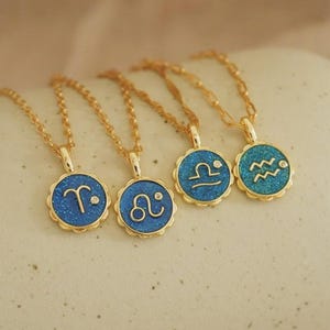 Zodiac Constellation Sign Necklace - Dainty Shiny Blue Celestial Horoscope Necklace - Astrology Gift - Birth Sign Necklace - Gift For Her