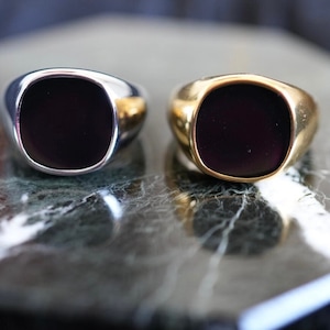 Onyx Men&#39;s Signet Ring - Gold, Silver Men&#39;s Black Onyx Style Ring - STAINLESS STEEL - Men&#39;s Rings - Tarnish Free Rings - Gift For Him, Men