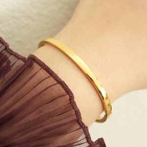 Simple Cuff Bangle Bracelet - 18K Gold Plated Bangle Bracelets - Stainless Steel Bracelet - Stackable Bracelets - Waterproof - Gift For Her