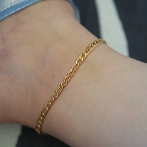 Figaro Chain Anklet - Gold Figaro Link Chain Anklet - Stainless Steel Chain - Anklet For Women - Minimalist Jewelry - Everyday Wear Anklet