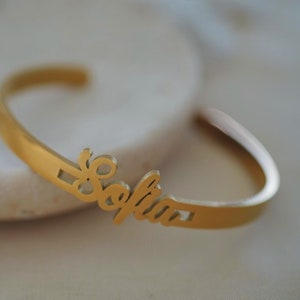 Minimalist Cuff Bangle Bracelet - Name Bracelet - Simple Cuff Bracelet - Stainless Steel - Personalized Jewelry Gift - Gift For Her, Mom