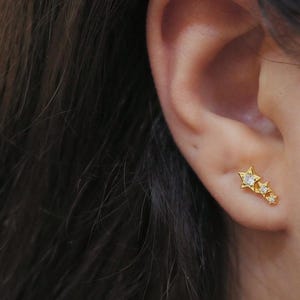 Dainty Star Stud Earrings - CZ Multi Star Stud Earrings - Minimalist Earrings - Celestial Jewelry - Sterling Silver Studs - Gift For Her