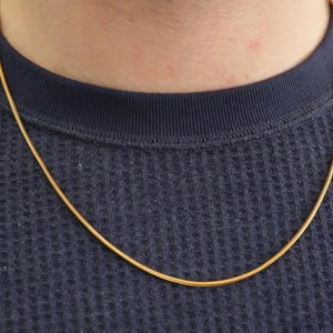 18K Gold Plated Men&#39;s Herringbone Necklace - Round Snake Chain - Waterproof - Men&#39;s Necklaces - Anti Tarnish Chains - Gift For Him, Men