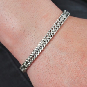 Men&#39;s Silver Bracelet - Silver Chain Bracelet For Men - WATERPROOF - Stainless Steel Bracelet - Men&#39;s Jewelry - Gift For Dad, Boyfriend, Him